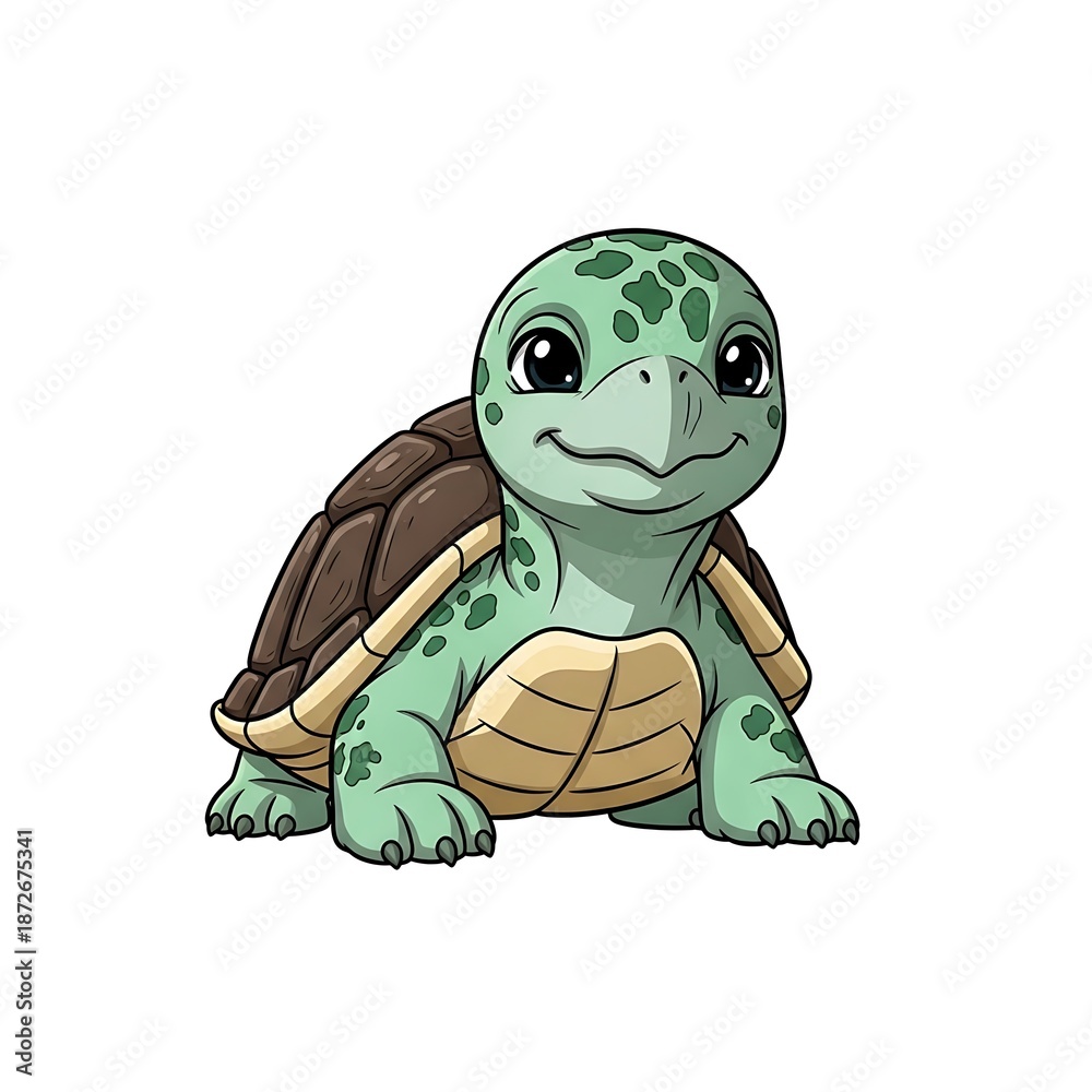 Obraz premium Cute cartoon turtle smiling face.