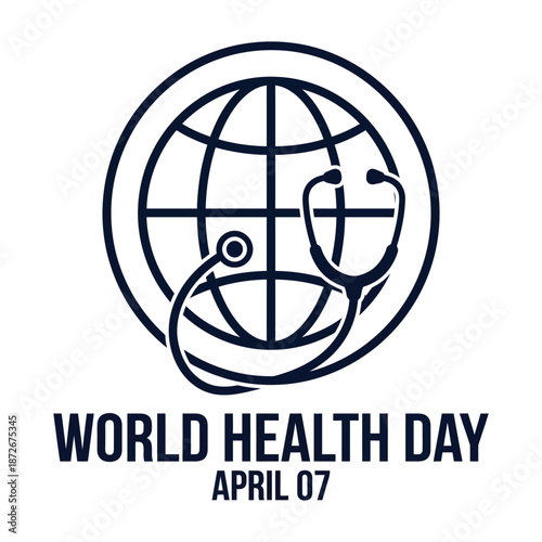 Global healthcare symbol with a stethoscope integrated into a world globe design for world health day