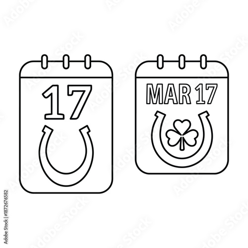Two calendar icons depicting the 17th day one with numerals and the other for st patrick s day