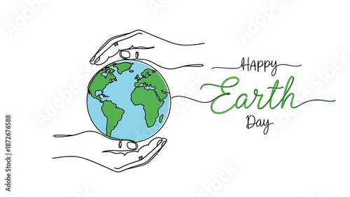Two hands gently cradle the Earth, symbolizing care and protection on Happy Earth Day.
