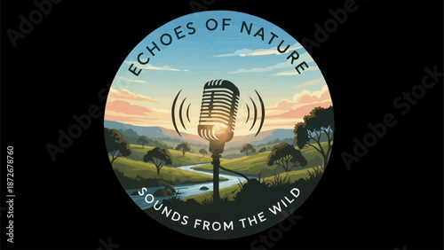 Vintage microphone recording nature sounds in the wild.