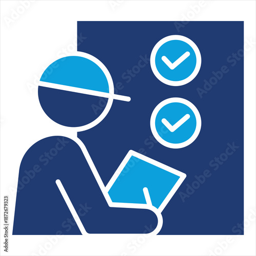 Inspection Flat Blue Icon Style