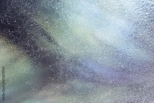 Εκτύπωση καμβά Abstract Blue and Green Background of Out of Focus Colors Behind Rained on Glass