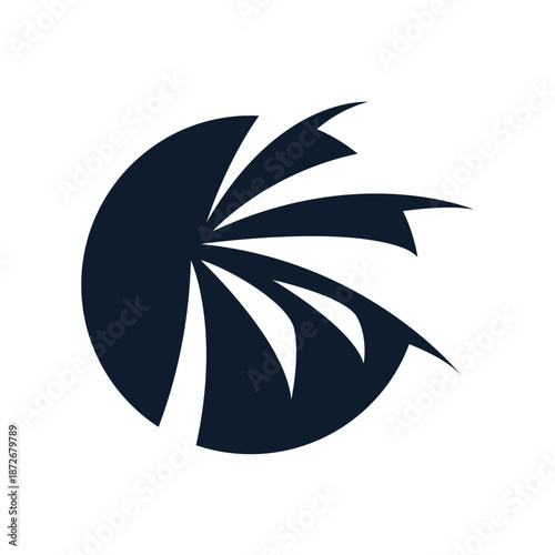simple silhouette of palm in circle logo vector