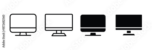 Computer Monitor Screen Icon Set for Desktop Display and Technology UI Vector