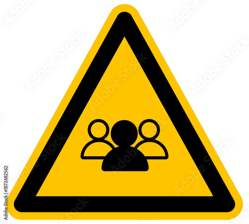 Señal de advertencia de grupo de personas trabajo en equipo comunidad o reunión de ciudadanos icono de sociedad y organización de personal colectivo ilustración de vector