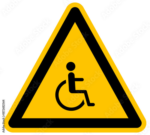 Señal de advertencia de accesibilidad inclusión y movilidad para personas con discapacidad en silla de ruedas símbolo de derechos sociales y ayuda ilustración de vector