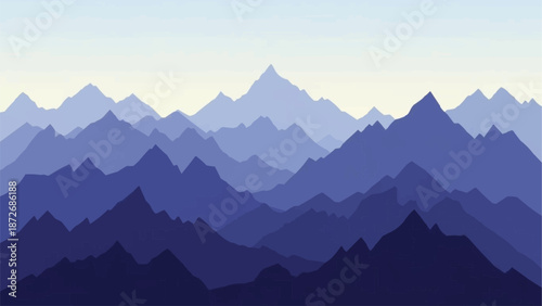 Vast Mountain Range Landscape With Layered Peaks.