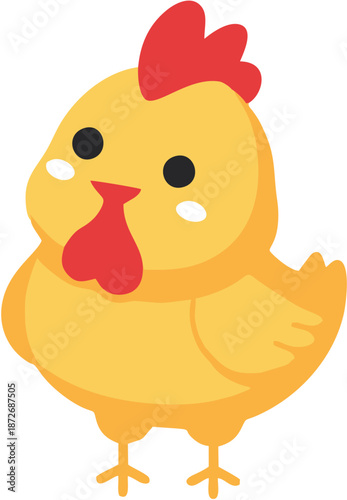 Cute Cartoon Chicken Illustration.