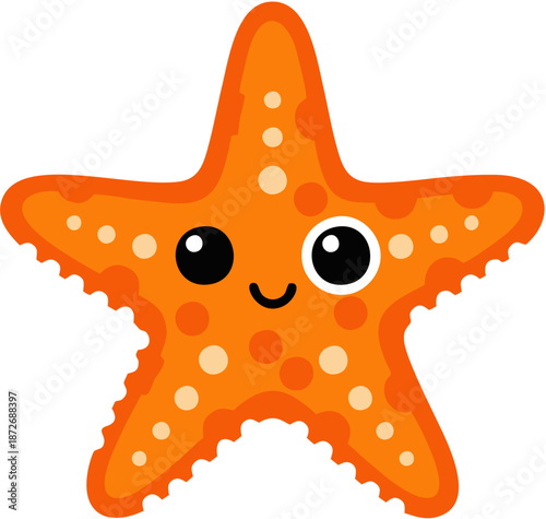 Cute Orange Starfish Cartoon Character.