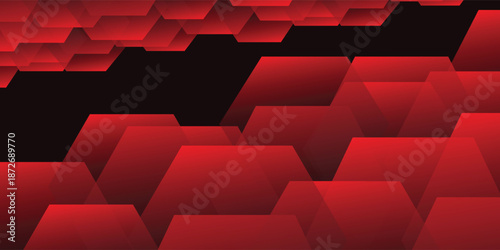 Red vector abstract geometric art background. Hexagonal shapes. Brochure, screen, presentation, wallpaper, PowerPoint design template.