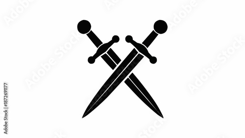 Two crossed swords isolated on white background.
