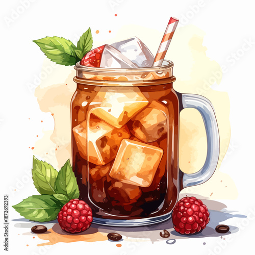 Glass of Iced Coffee with berries