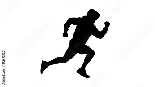 Running Man Silhouette Isolated on White Background