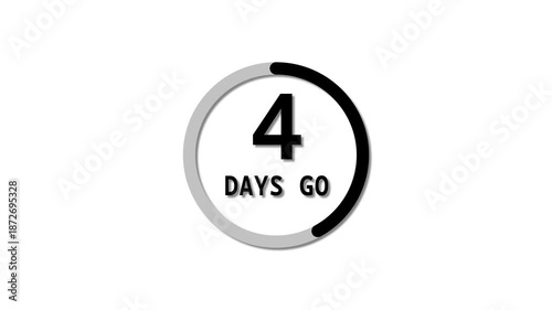 Counting from 0 to 9 days timer animation.  counter timer number animation. timer number on white background.