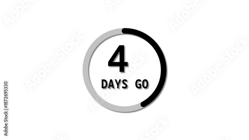 Counting from 0 to 10 days timer animation.  counter timer number animation. timer number on white background.