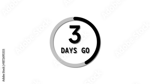 Counting from 0 to 8 days timer animation.  counter timer number animation. timer number on white background.