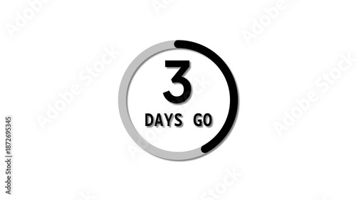 Counting from 0 to 7 days timer animation.  counter timer number animation. timer number on white background.
