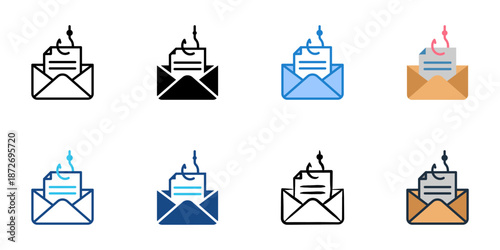 Phishing Attack icons set multiple style collection. Editable stroke 
