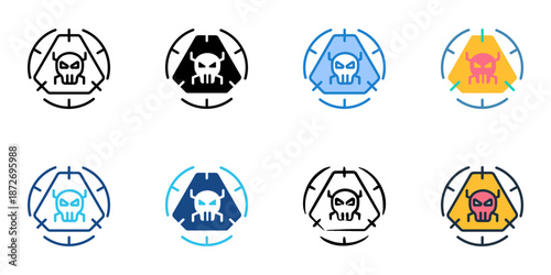 Malware Detection icons set multiple style collection. Editable stroke 
