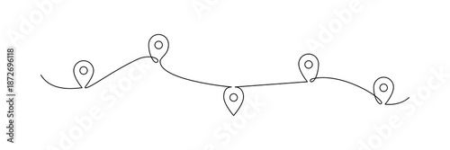 One line continuous drawing of location pointer pin, minimalist vector illustration for GPS navigation, map location, and direction concept design.