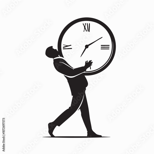 Man holding clock Vector Images Isolated on White Background
