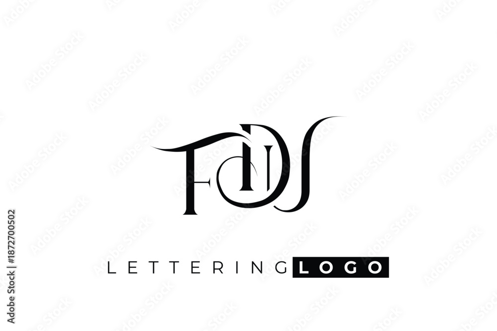 Fototapeta premium FDU Elegant Monogram Logo Design With Decorative Lettering