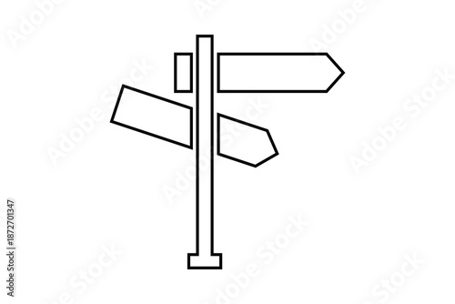 signpost icon, road and street direction signpost arrow icon, guidepost sign icon.
