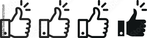 Four black and white thumbs up with sparkles hand approval