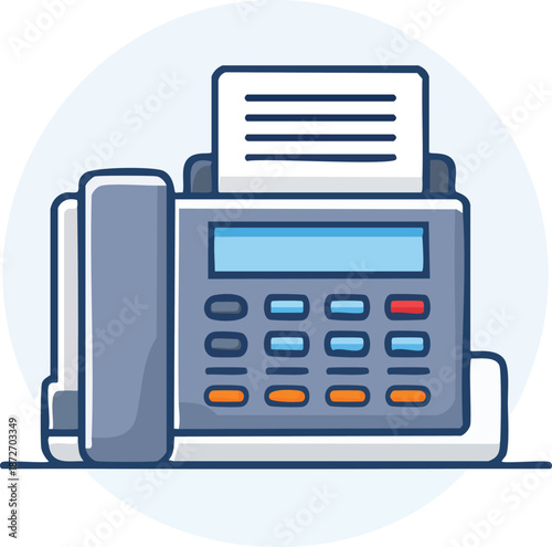 Minimal line icon of a fax machine or office communication device