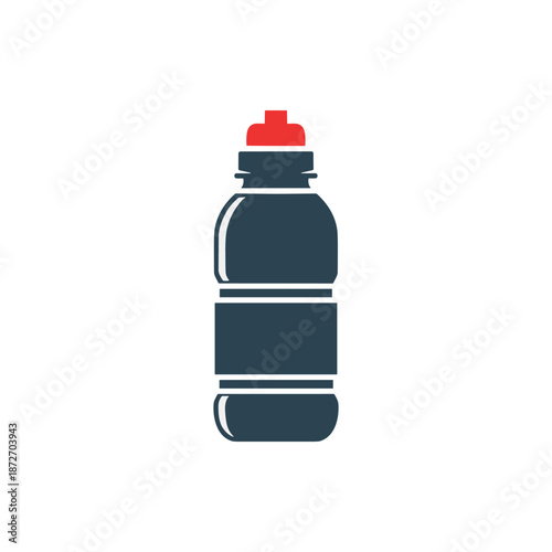 Simple and clean graphic icon of a versatile reusable water bottle, designed for sports, fitness, and daily hydration. Ideal for representing active lifestyles and portable beverage solutions