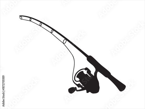 Fishing rod silhouette vector, fishing rod icon, Fishing Rod and Reel Vector Silhouette Illustration