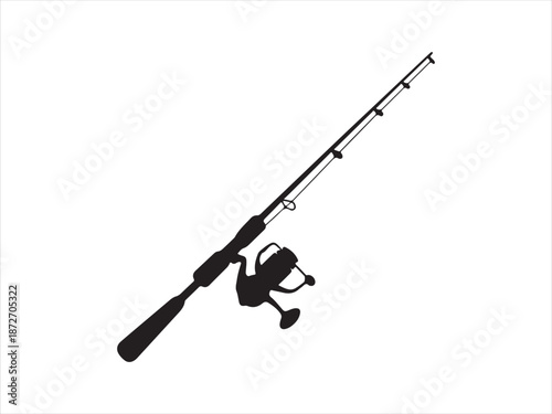 Fishing rod silhouette vector, fishing rod icon, Fishing Rod and Reel Vector Silhouette Illustration