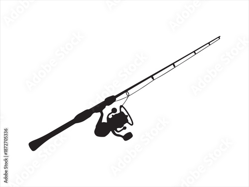 Fishing rod silhouette vector, fishing rod icon, Fishing Rod and Reel Vector Silhouette Illustration