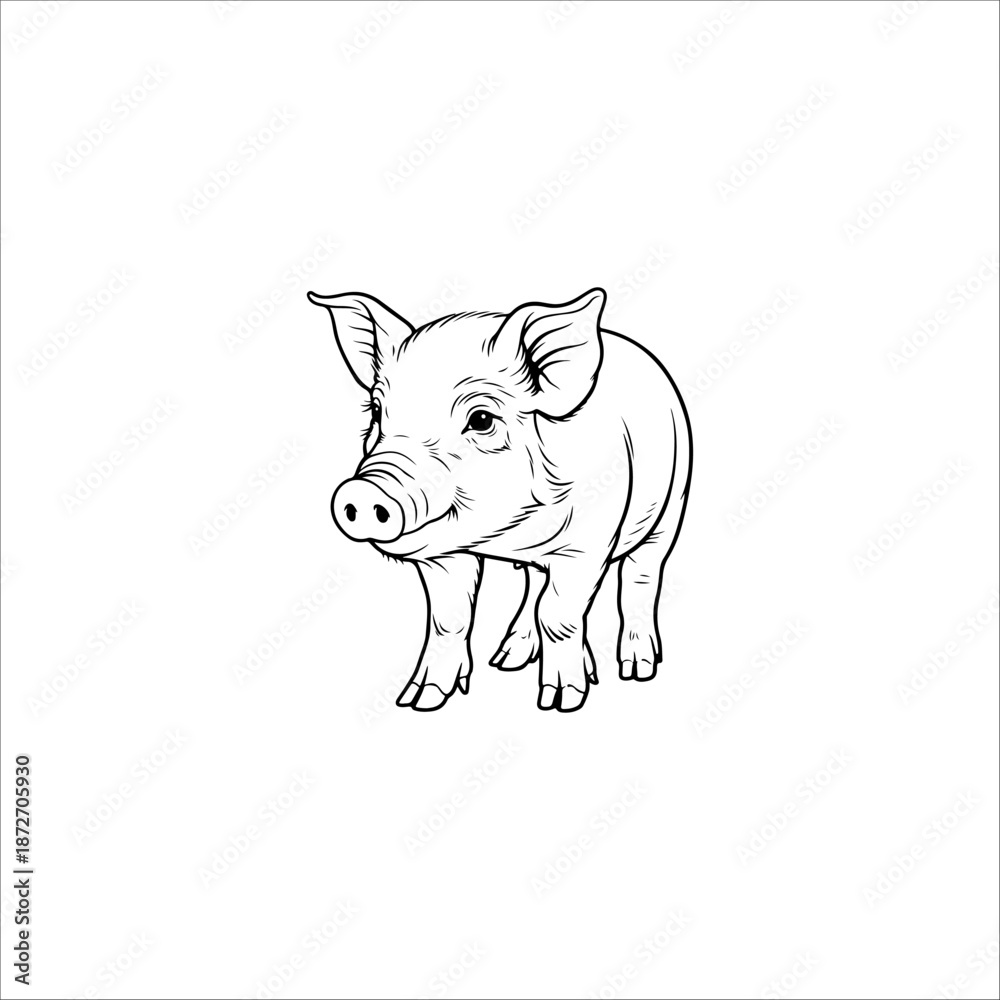 Fototapeta premium pig sketch drawing artwork handmade illustration