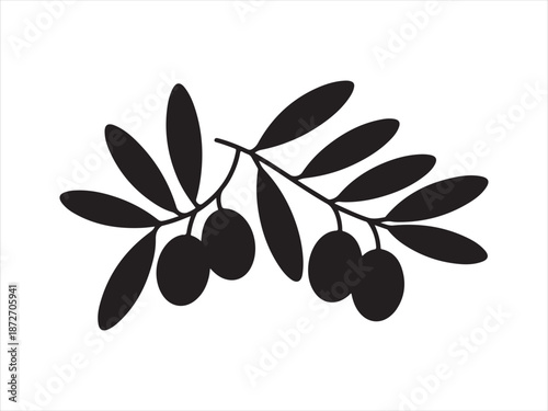 Olive branch. Vector branch, Olive Branch with  leaves Silhouette Illustration