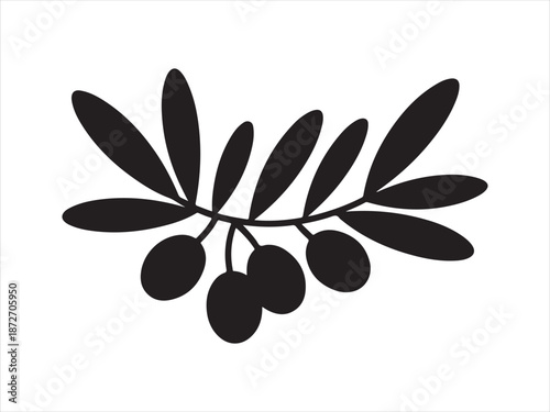 Olive branch. Vector branch, Olive Branch with  leaves Silhouette Illustration