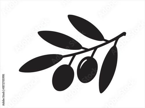 Olive branch. Vector branch, Olive Branch with  leaves Silhouette Illustration