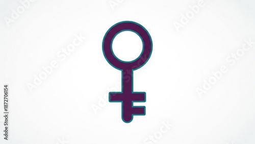 Venus symbol with turquoise outline on white background representing female empowerment and gender equality in a simple modern graphic design
