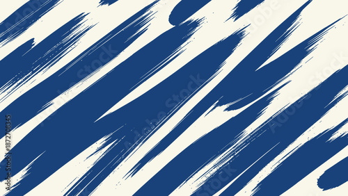 Abstract Blue Brush Strokes on Cream Background - Artistic and Dynamic Design Element