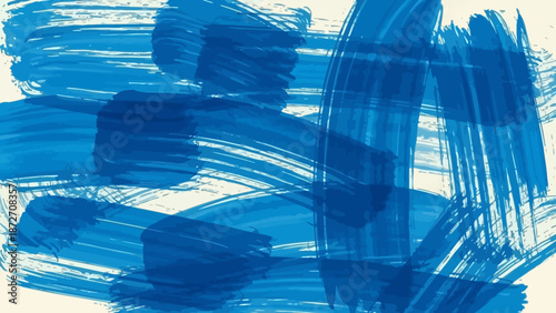 Vibrant Blue Abstract Brush Strokes on a Creamy Background - Dynamic Art Texture