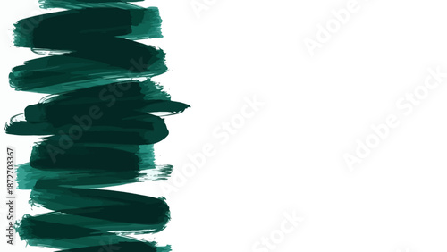 Dark Teal Abstract Brush Strokes on White Background - Artistic Background and Texture