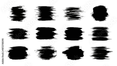 Wallpaper Mural Set of Black Grunge Brush Strokes and Ink Splatters on White Background Torontodigital.ca