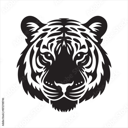 Tiger head vector, tiger head vector silhouette Isolated predator illustration