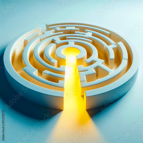 Abstract Spiral Maze with Bright Light at the End