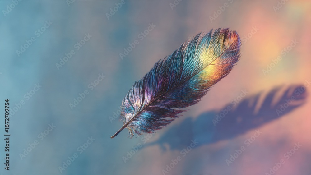 Obraz premium Colorful Feather Floating in Air