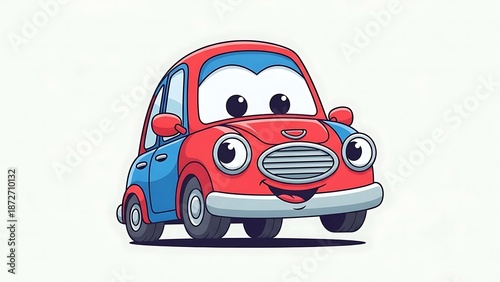 Cute cartoon car with big eyes.