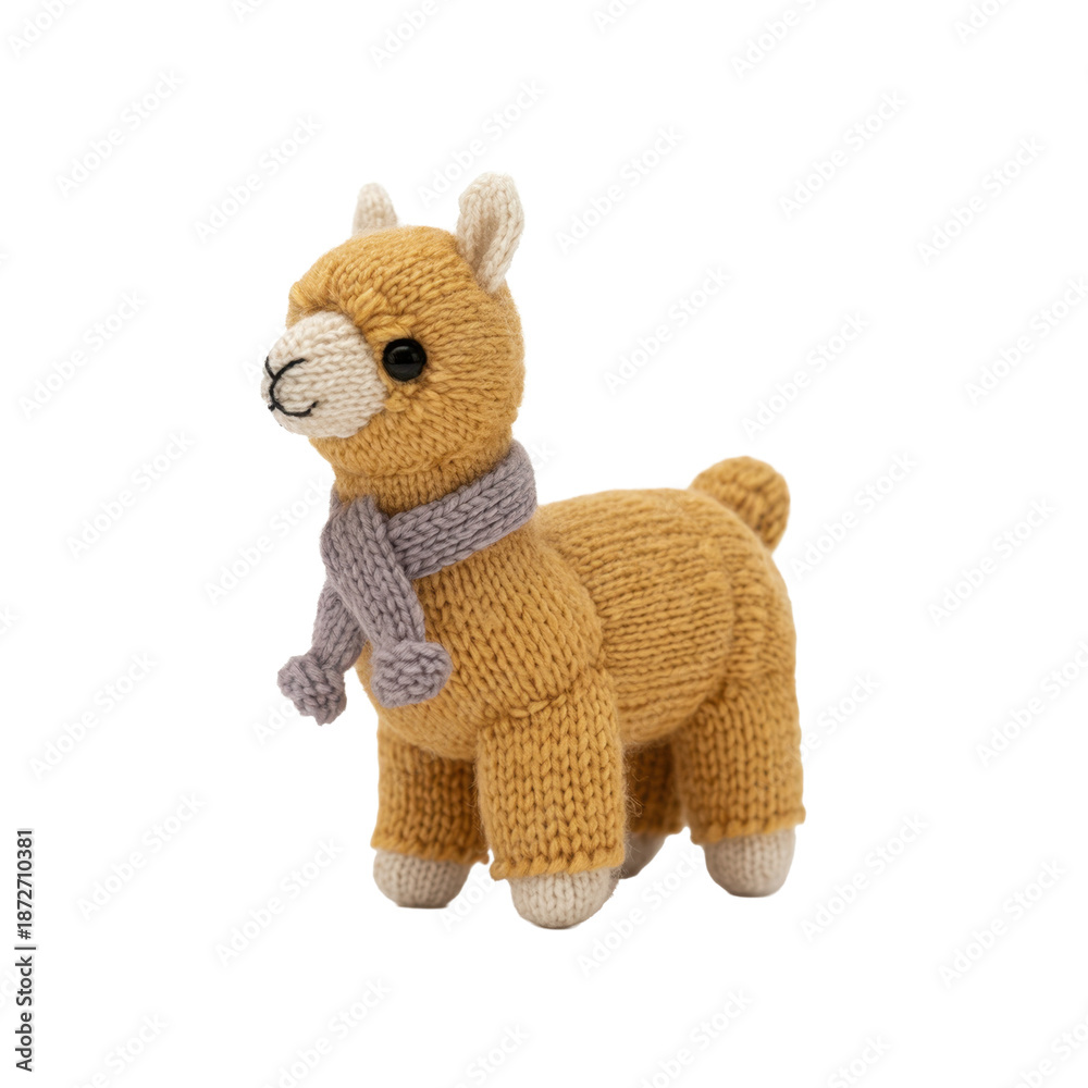 Obraz premium Cute knitted llama toy with scarf