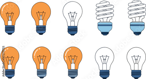 Assortment Of Light Bulbs Including Incandescent And Energy Saving CFL Types lamp illumination