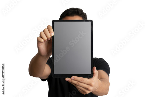 Obraz na płótnie Person Holding Up Tablet Device